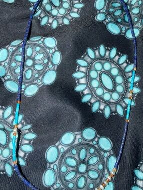 Beaded Navy and Turquoise Necklace